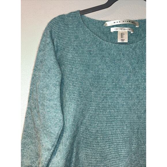 Max Studio Cashmere Sweater Womens Small Turquoise Round Hem Quiet Luxury - Picture 3 of 8